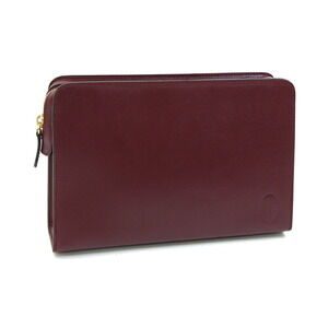 Cartier Second Bag Must Bordeaux Leather Clutch Old Men's